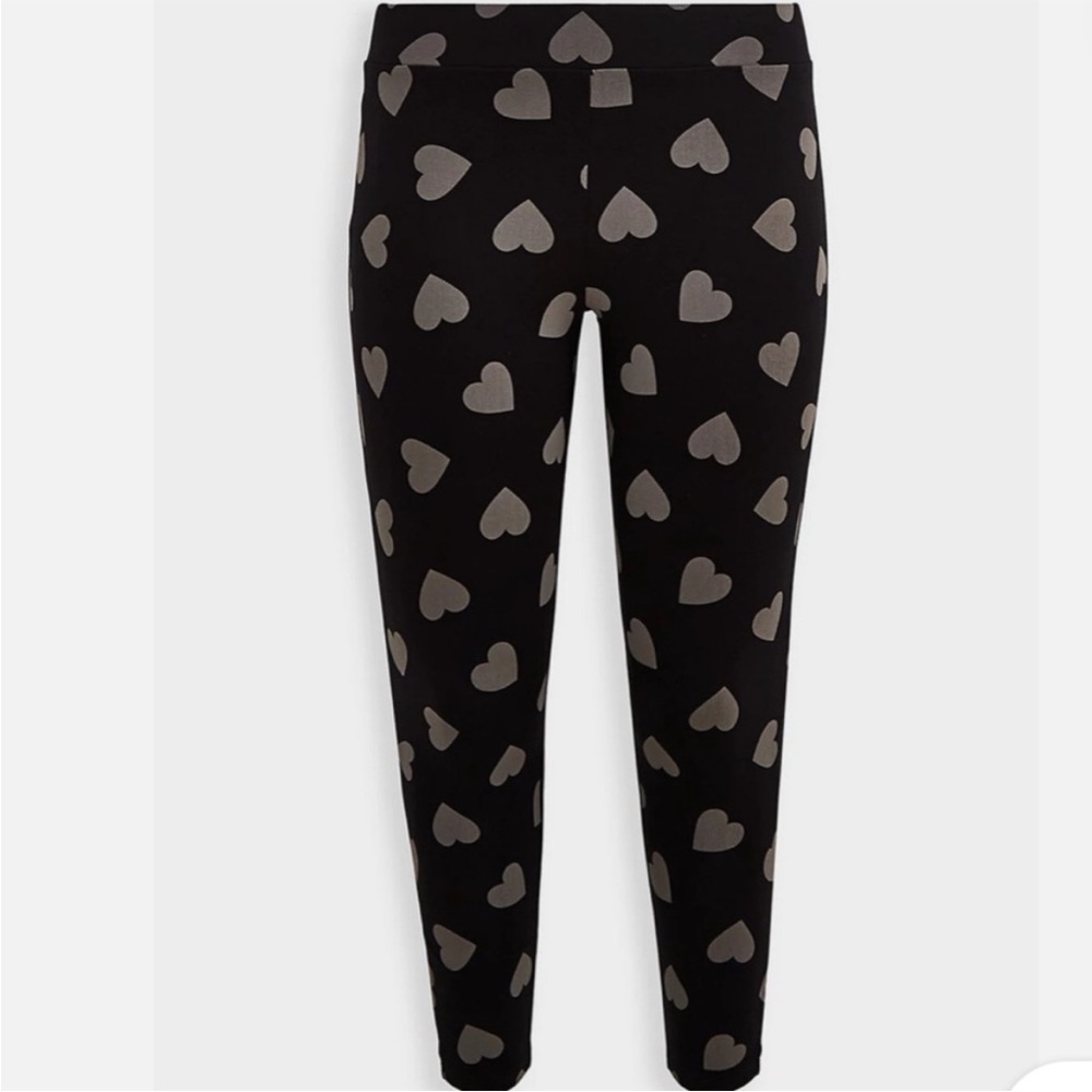 Torrid Women's Black Silver Hearts Mid Rise Full Length Premium Leggings Size 1X - Picture 4 of 9